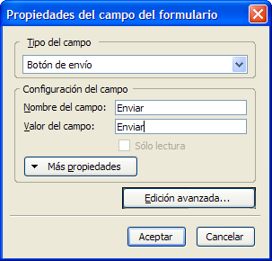Propiedades del campo del formulario