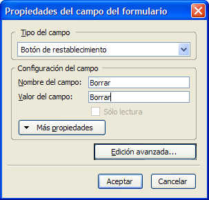 Propiedades del campo de formulario