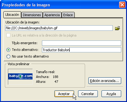 Propiedades de imagen