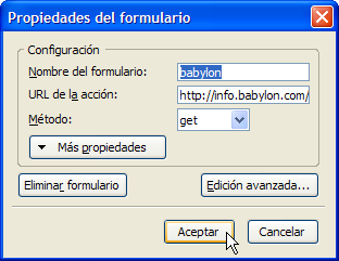 Propiedades del formulario