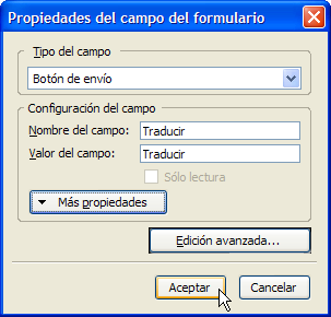 Propiedades del campo del formulario