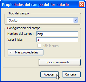 Propiedades del campo de formulario