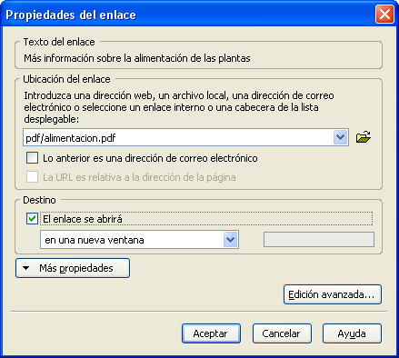 Propiedades del enlace