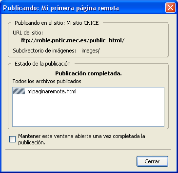 Publicando: Mi primera página remota