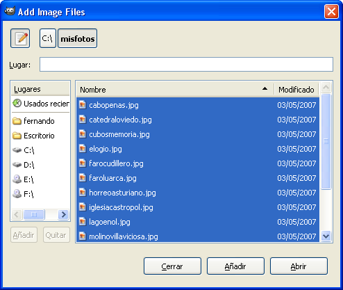 Añadir Archivos de Imagen