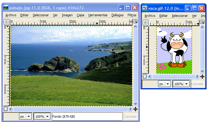 Cada imagen en una ventana propia
