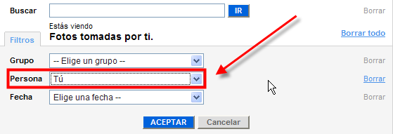 Filtro: sólo tus fotos