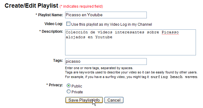Create/Edit Playlist