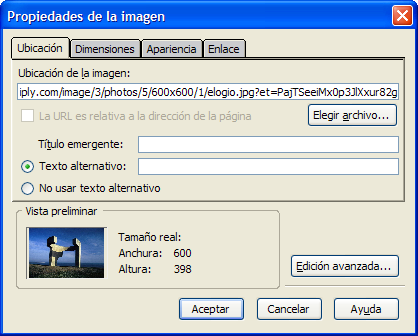 Propiedades de la imagen