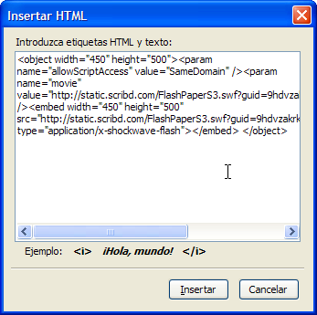 Insertar HTML